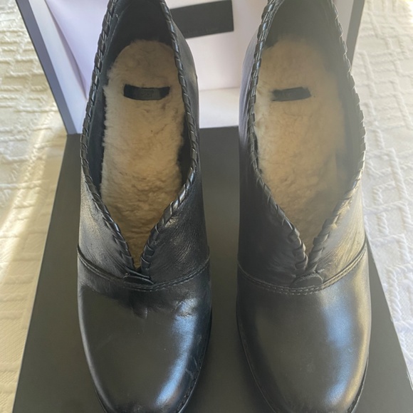 UGG Black Leather Heeled Booties - Picture 2 of 5